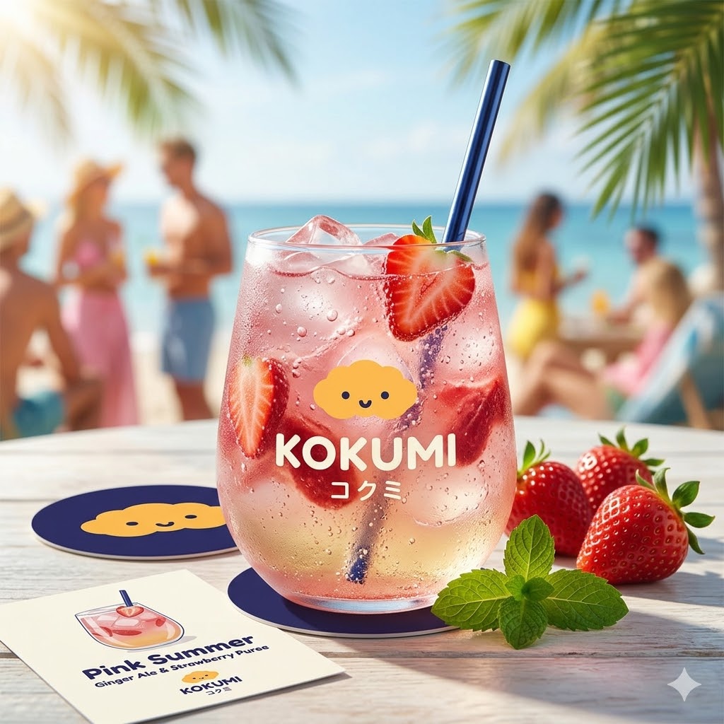 Pink Summer – Minuman ginger ale dengan strawberry puree segar